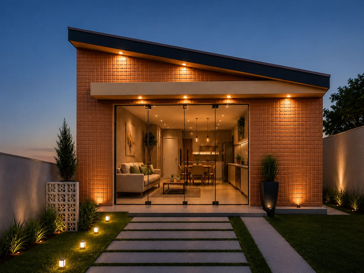 Modelo Casa Compacta de 54 m² - fachada contemporânea