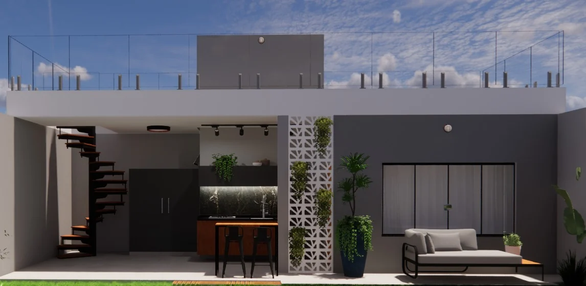 Fachada moderna de casa entregue pela Fênix