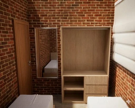 Quarto com armário e espelho planejados